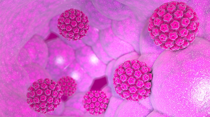 Renderización 3D de células cancerosas de color rosa