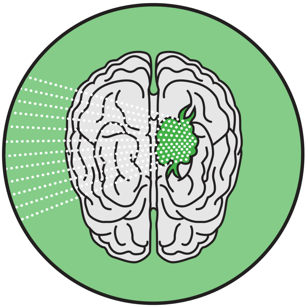 Ícono de un cerebro recibiendo ultrasonido